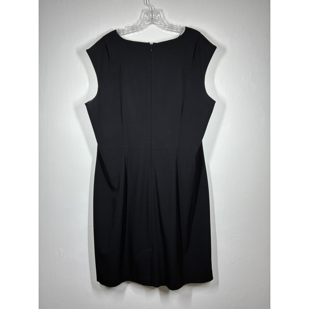 Calvin Klein Black Sleeveless Sheath Dress Plus Size 18W Ruched Neutral Stretchy - Picture 9 of 12
